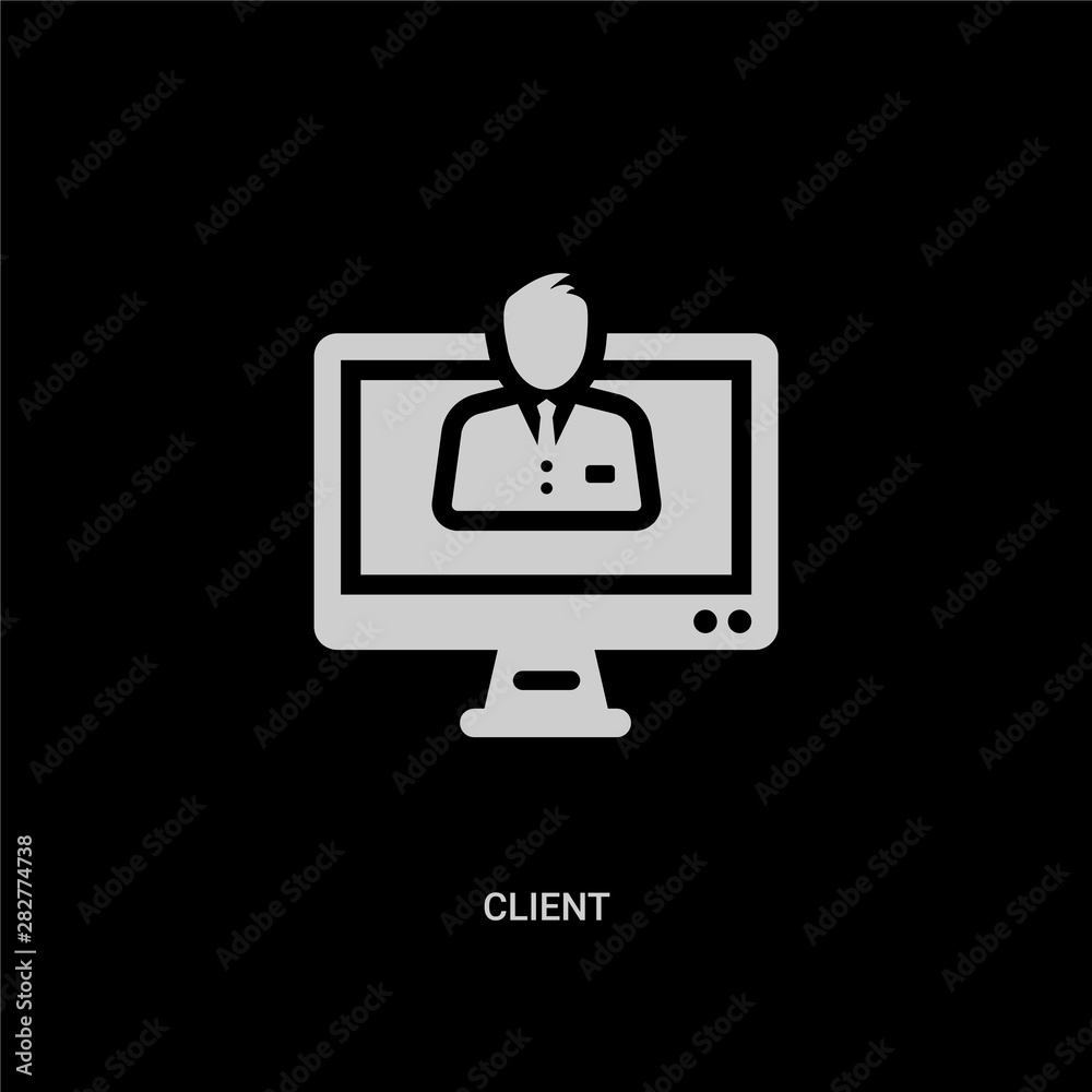 white client vector icon on black background. modern flat client from technology concept vector sign symbol can be use for web, mobile and logo.