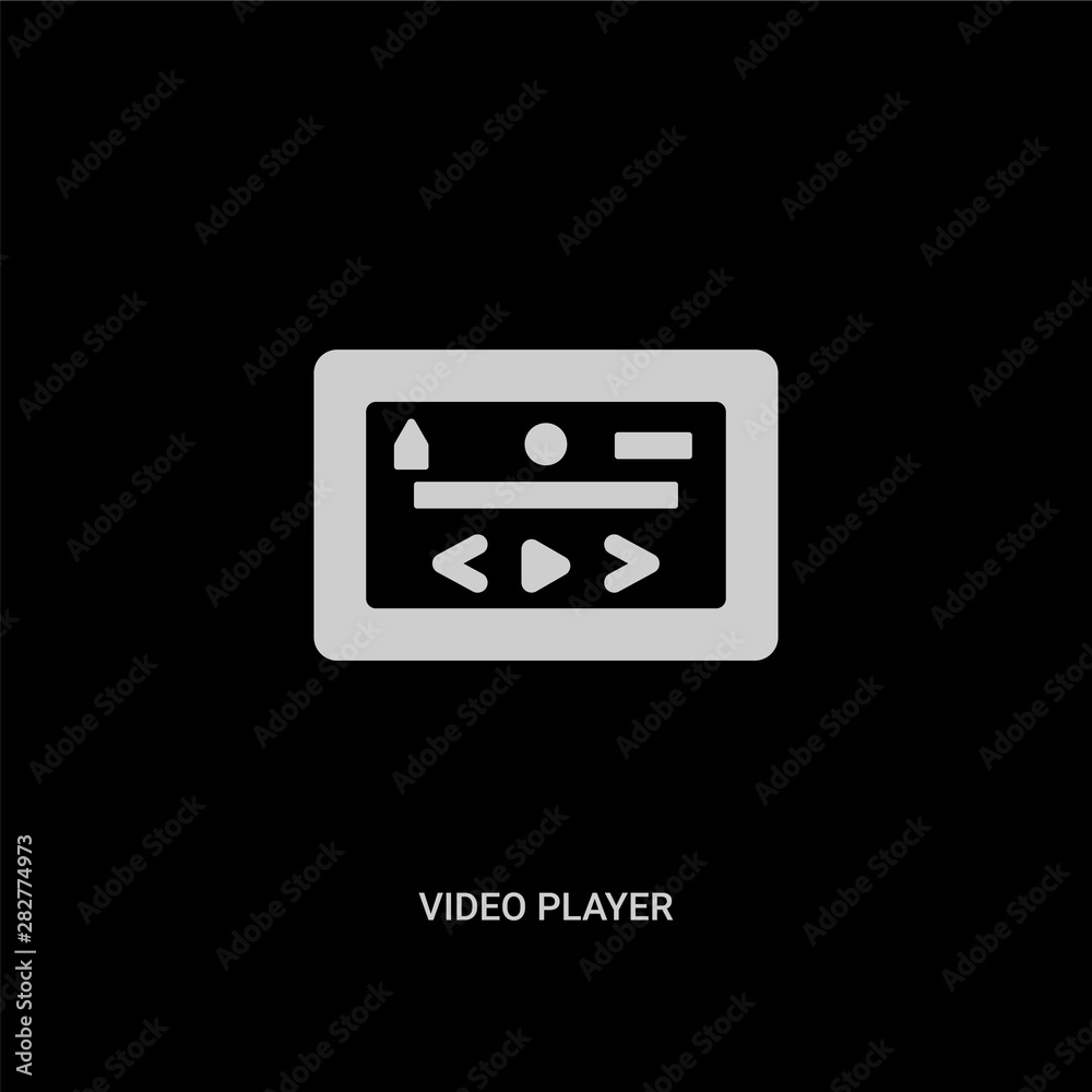 white video player vector icon on black background. modern flat video player from social media marketing concept vector sign symbol can be use for web, mobile and logo. white video player vector icon on black background. modern flat video player from social media marketing concept vector sign symbol can be use for web, mobile and logo.