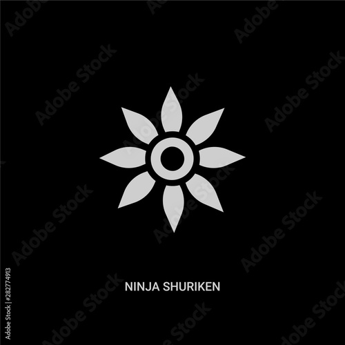 white ninja shuriken vector icon on black background. modern flat ninja shuriken from sports and competition concept vector sign symbol can be use for web, mobile and logo.