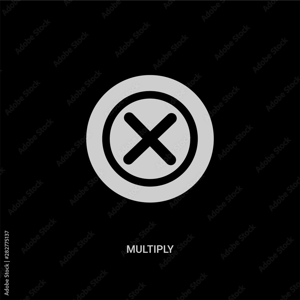 white multiply vector icon on black background. modern flat multiply from signs concept vector sign symbol can be use for web, mobile and logo. white multiply vector icon on black background. modern flat multiply from signs concept vector sign symbol can be use for web, mobile and logo.