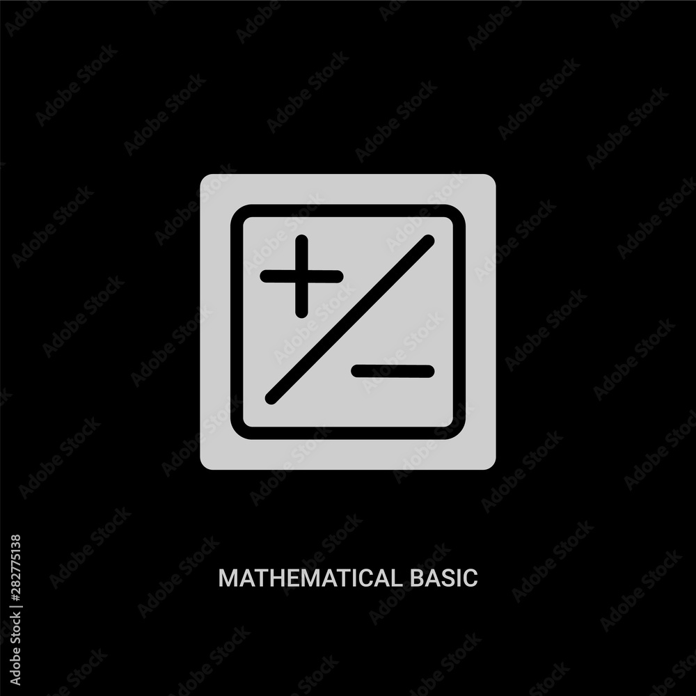 white mathematical basic vector icon on black background. modern flat mathematical basic from signs concept vector sign symbol can be use for web, mobile and logo. white mathematical basic vector icon on black background. modern flat mathematical basic from signs concept vector sign symbol can be use for web, mobile and logo.