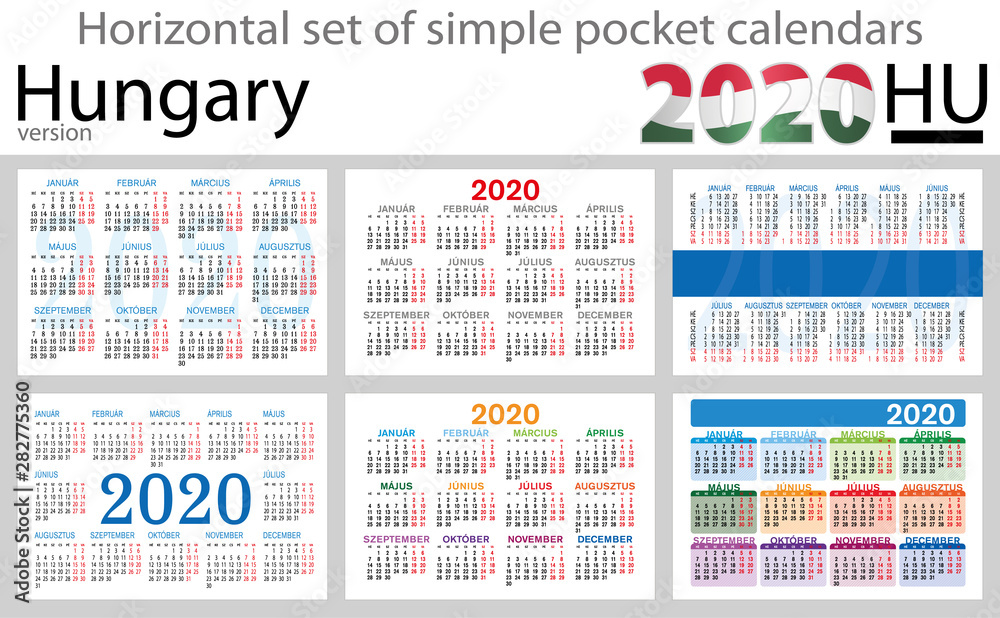 Hungary set of pocket calendars for 2020