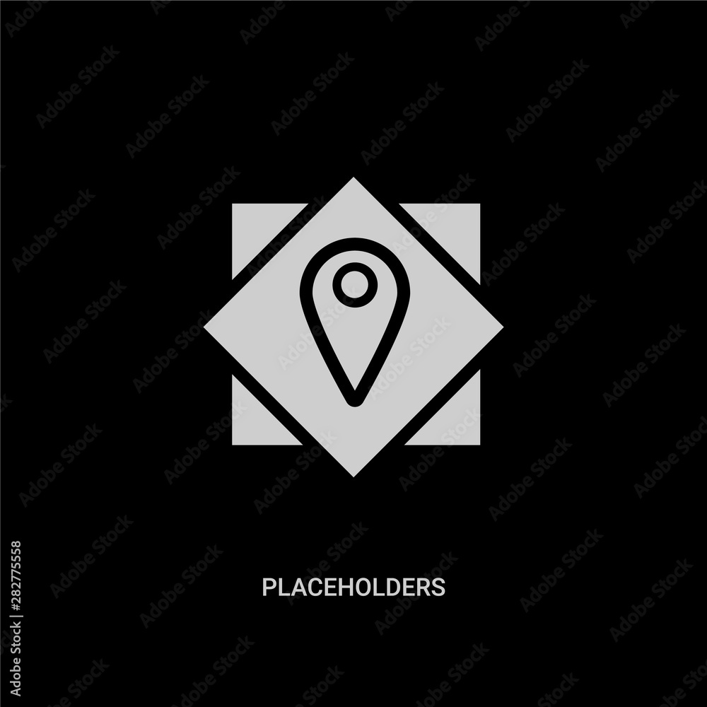 white placeholders vector icon on black background. modern flat placeholders from signs concept vector sign symbol can be use for web, mobile and logo. white placeholders vector icon on black background. modern flat placeholders from signs concept vector sign symbol can be use for web, mobile and logo.