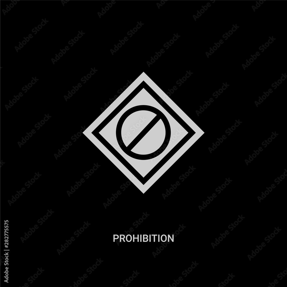 white prohibition vector icon on black background. modern flat prohibition from signs concept vector sign symbol can be use for web, mobile and logo. white prohibition vector icon on black background. modern flat prohibition from signs concept vector sign symbol can be use for web, mobile and logo.