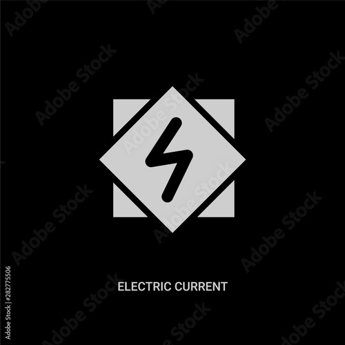 white electric current vector icon on black background. modern flat electric current from signs concept vector sign symbol can be use for web, mobile and logo.