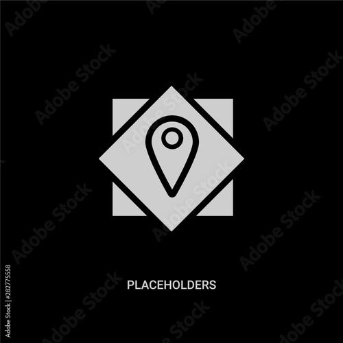 white placeholders vector icon on black background. modern flat placeholders from signs concept vector sign symbol can be use for web, mobile and logo.