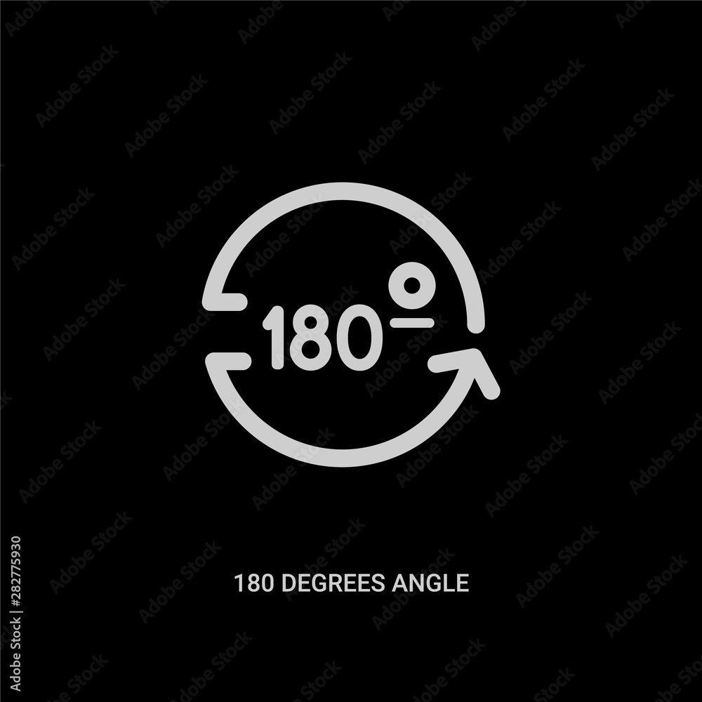 white 180 degrees angle vector icon on black background. modern flat 180 degrees angle from shapes concept vector sign symbol can be use for web, mobile and logo. white 180 degrees angle vector icon on black background. modern flat 180 degrees angle from shapes concept vector sign symbol can be use for web, mobile and logo.