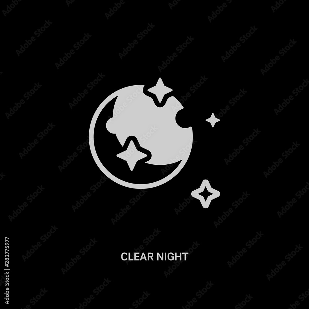 white clear night vector icon on black background. modern flat clear night from shapes concept vector sign symbol can be use for web, mobile and logo.