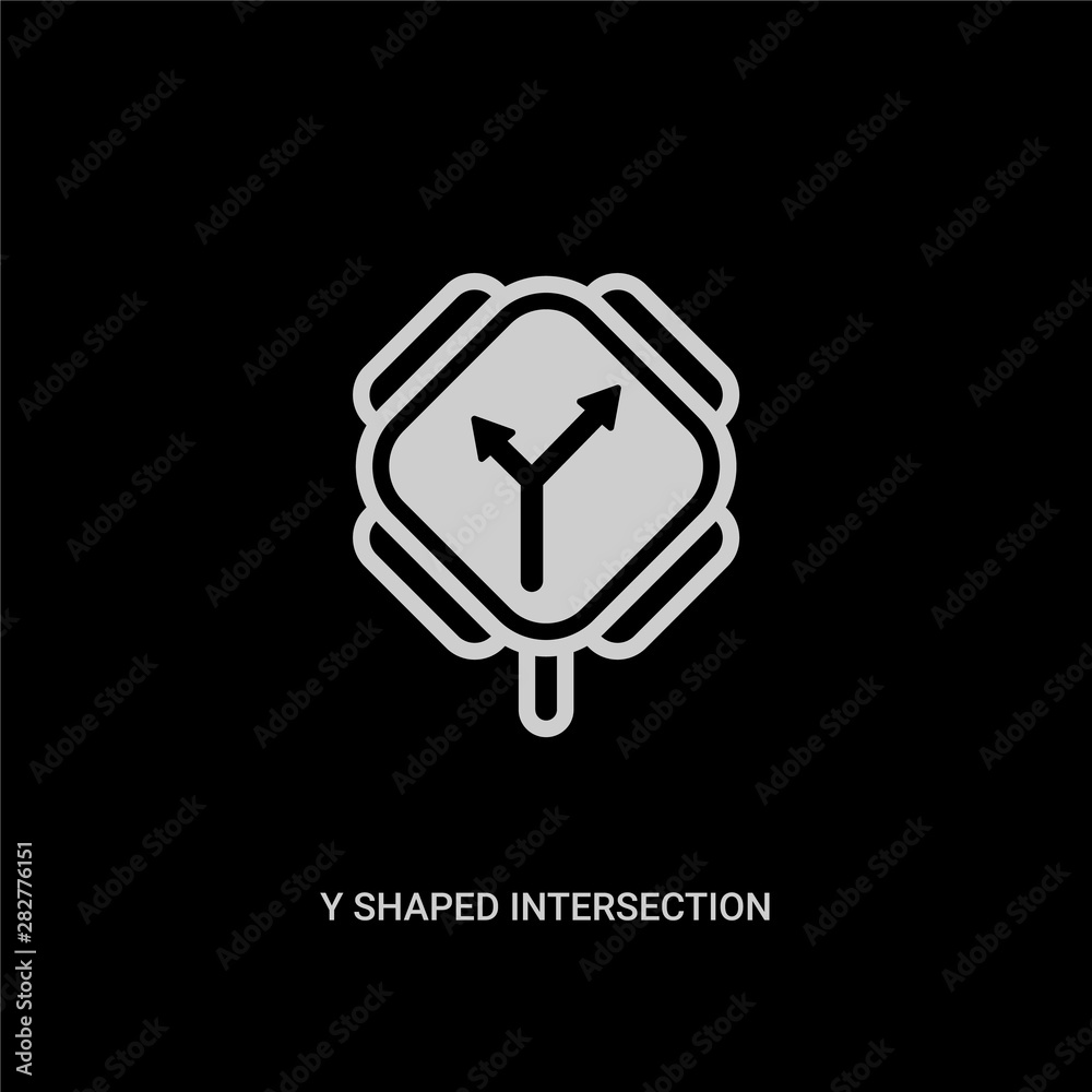 white y shaped intersection vector icon on black background. modern flat y shaped intersection from shapes concept vector sign symbol can be use for web, mobile and logo. white y shaped intersection vector icon on black background. modern flat y shaped intersection from shapes concept vector sign symbol can be use for web, mobile and logo.