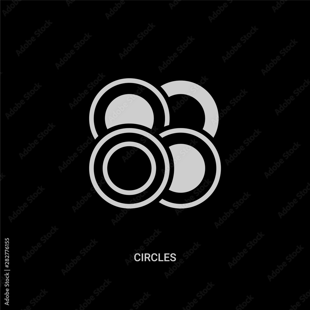 white circles vector icon on black background. modern flat circles from shapes concept vector sign symbol can be use for web, mobile and logo. white circles vector icon on black background. modern flat circles from shapes concept vector sign symbol can be use for web, mobile and logo.