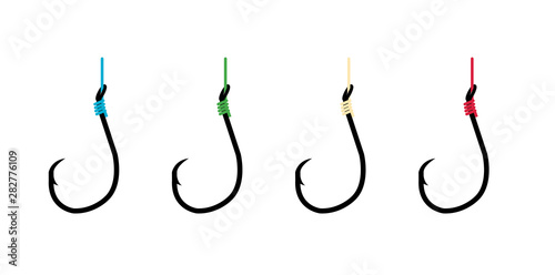 Set of  Fishing Hooks Types of Fishing Hooks isolated on white background vector