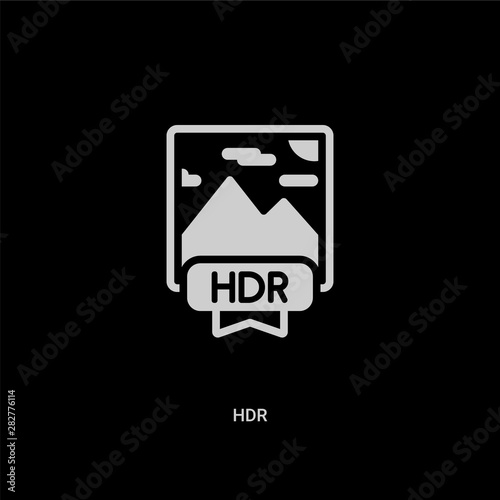 white hdr vector icon on black background. modern flat hdr from shapes concept vector sign symbol can be use for web, mobile and logo.