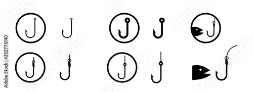 set of Icon Fishing Hooks symbol of Fishing Hooks isolated on white background vector