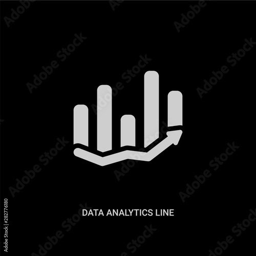 white data analytics line graphic vector icon on black background. modern flat data analytics line graphic from seo and web concept vector sign symbol can be use for web  mobile and logo.