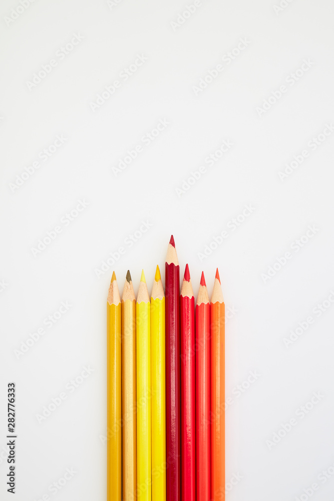 Red and Yellow Color pencils on white Red and Yellow Color pencils on white