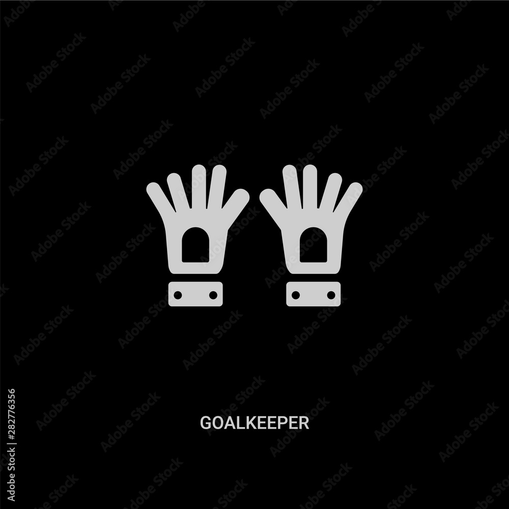 Fototapeta premium white goalkeeper vector icon on black background. modern flat goalkeeper from security concept vector sign symbol can be use for web, mobile and logo.