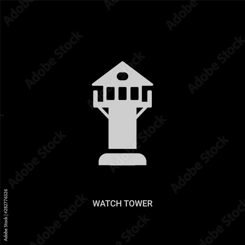 white watch tower vector icon on black background. modern flat watch tower from security concept vector sign symbol can be use for web, mobile and logo.