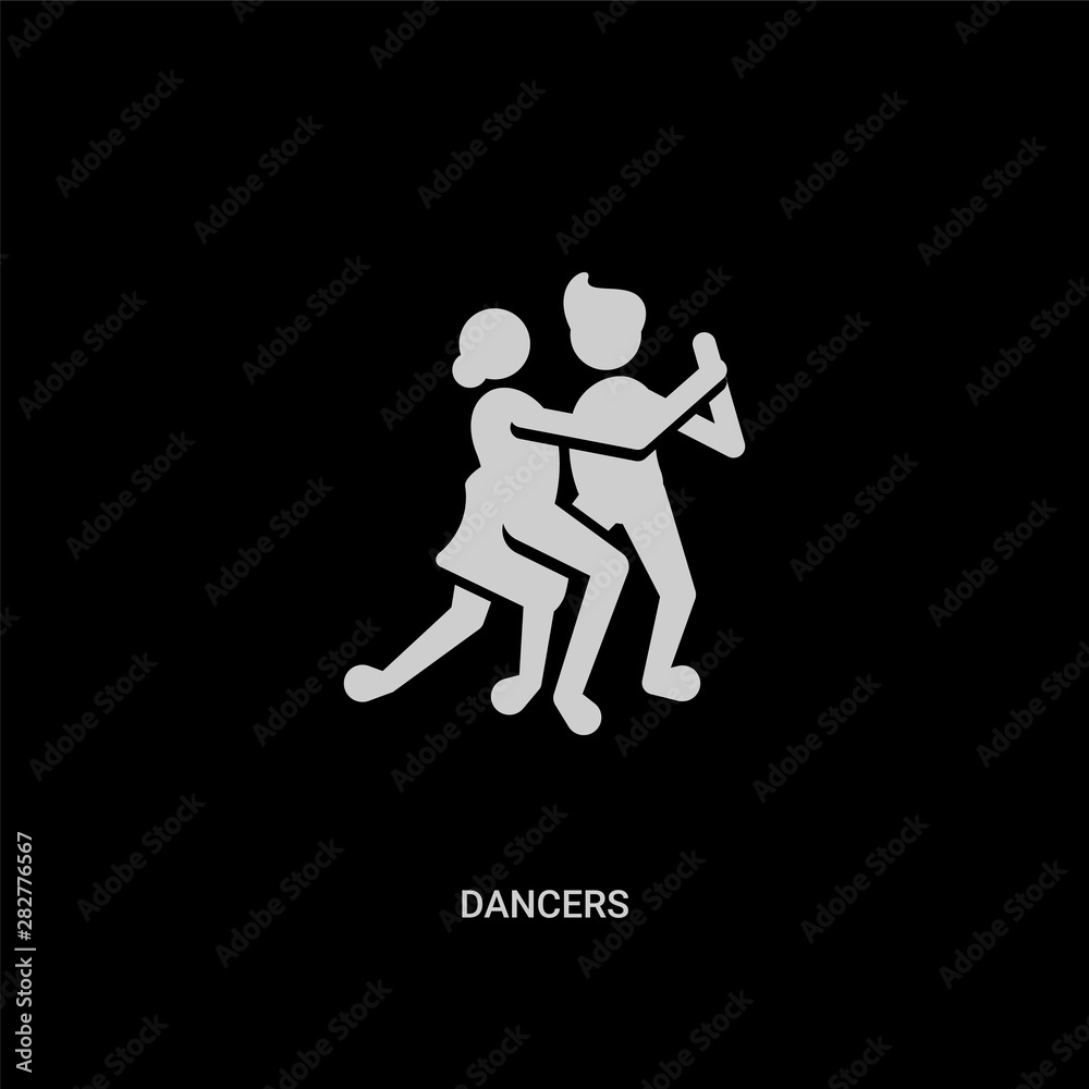 white dancers vector icon on black background. modern flat dancers from people concept vector sign symbol can be use for web, mobile and logo. white dancers vector icon on black background. modern flat dancers from people concept vector sign symbol can be use for web, mobile and logo.