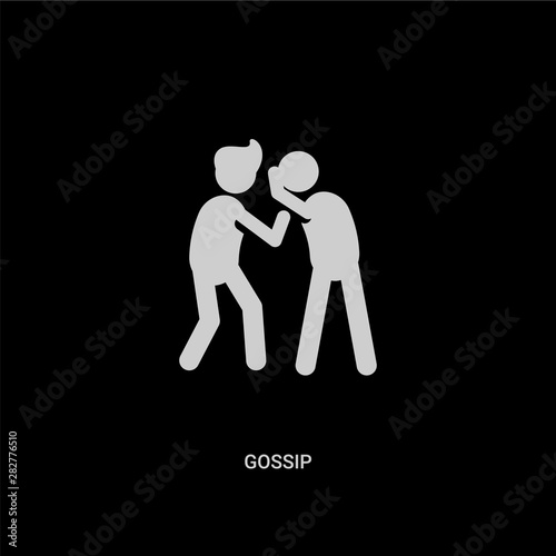 white gossip vector icon on black background. modern flat gossip from people concept vector sign symbol can be use for web, mobile and logo.