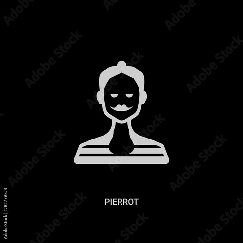 white pierrot vector icon on black background. modern flat pierrot from people concept vector sign symbol can be use for web, mobile and logo.