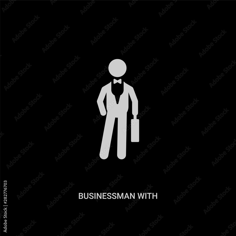 white businessman with suitcase vector icon on black background. modern flat businessman with suitcase from people concept vector sign symbol can be use for web, mobile and logo.