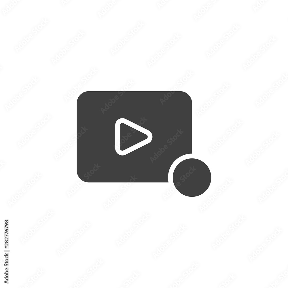 Video player notification vector icon. filled flat sign for mobile concept and web design. Play button notice glyph icon. Symbol, logo illustration. Vector graphics Video player notification vector icon. filled flat sign for mobile concept and web design. Play button notice glyph icon. Symbol, logo illustration. Vector graphics