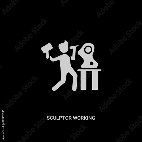 white sculptor working vector icon on black background. modern flat sculptor working from people concept vector sign symbol can be use for web, mobile and logo.