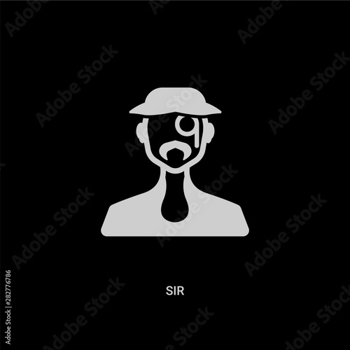 white sir vector icon on black background. modern flat sir from people concept vector sign symbol can be use for web, mobile and logo.