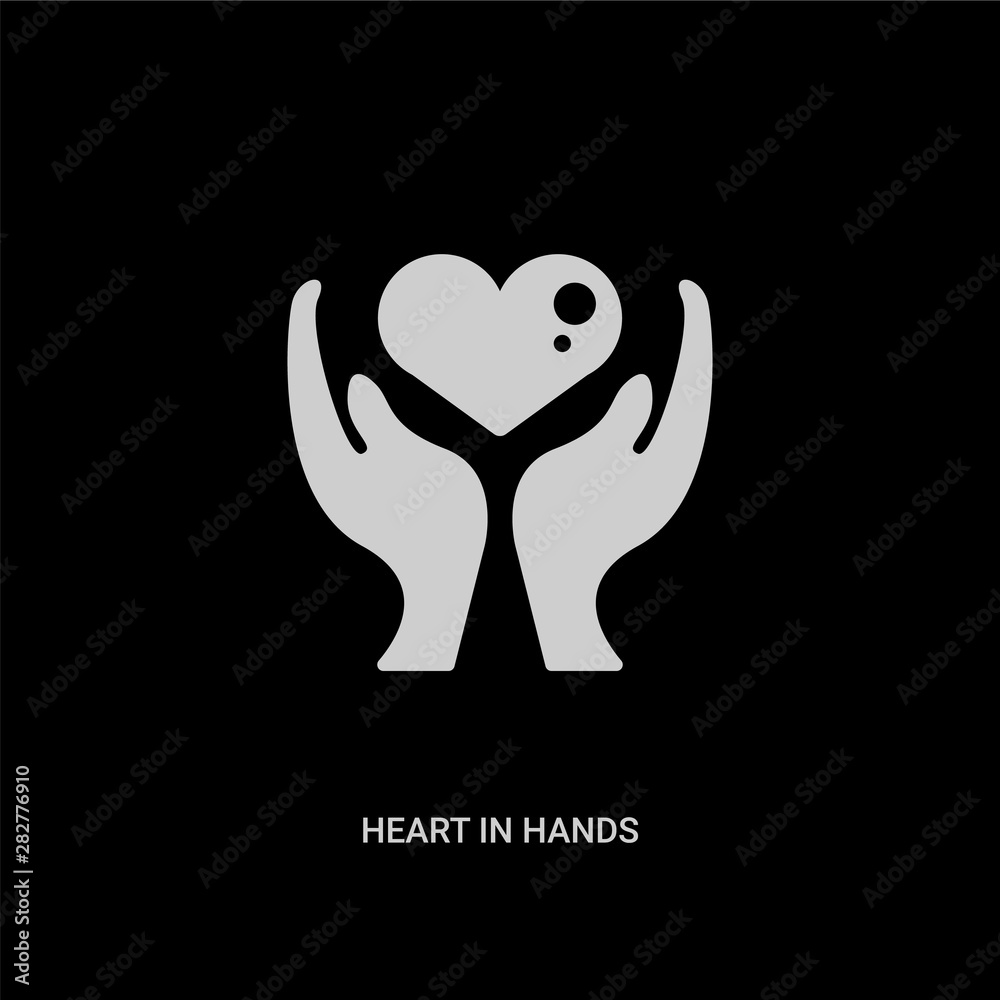 white heart in hands vector icon on black background. modern flat heart in hands from people concept vector sign symbol can be use for web, mobile and logo. white heart in hands vector icon on black background. modern flat heart in hands from people concept vector sign symbol can be use for web, mobile and logo.