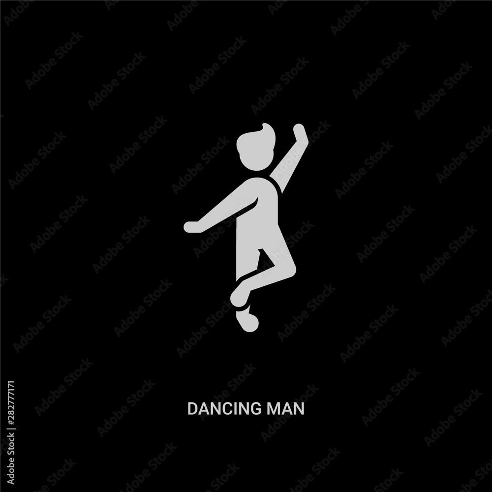white dancing man vector icon on black background. modern flat dancing man from people concept vector sign symbol can be use for web, mobile and logo.