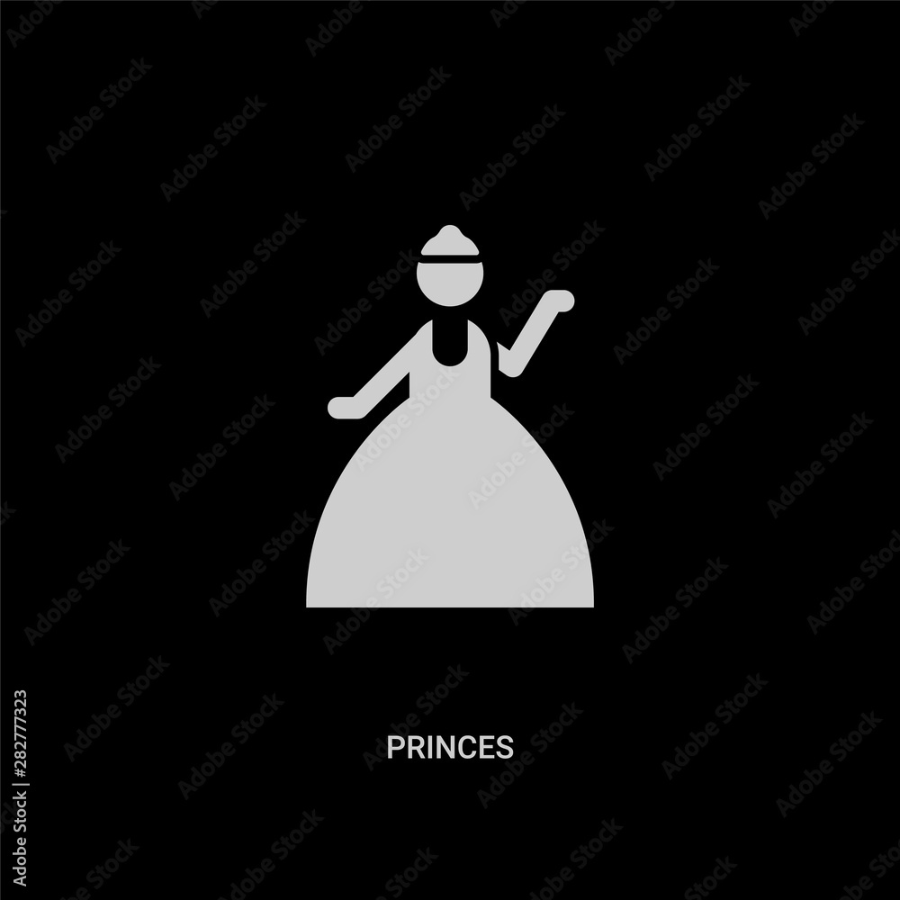 white princes vector icon on black background. modern flat princes from people concept vector sign symbol can be use for web, mobile and logo.