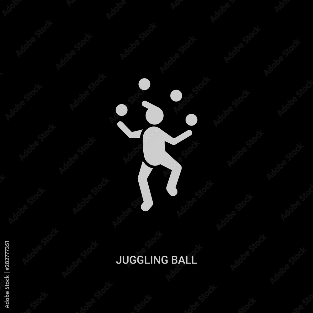 white juggling ball vector icon on black background. modern flat juggling ball from people concept vector sign symbol can be use for web, mobile and logo. white juggling ball vector icon on black background. modern flat juggling ball from people concept vector sign symbol can be use for web, mobile and logo.