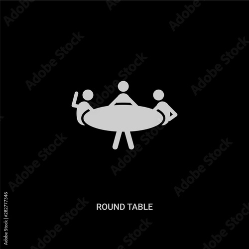 white round table vector icon on black background. modern flat round table from people concept vector sign symbol can be use for web, mobile and logo.