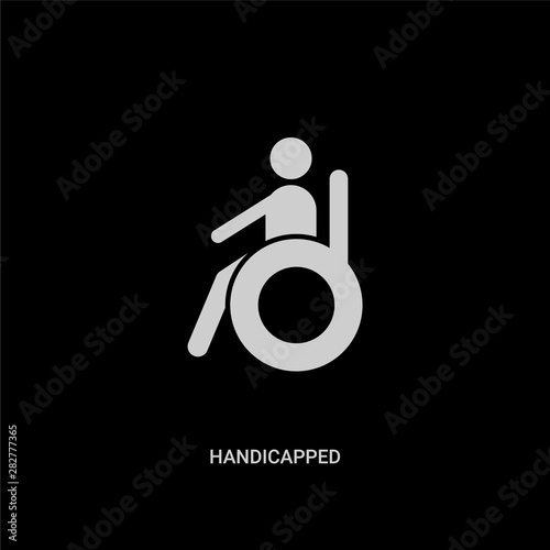 white handicapped vector icon on black background. modern flat handicapped from people concept vector sign symbol can be use for web, mobile and logo.