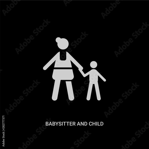 white babysitter and child vector icon on black background. modern flat babysitter and child from people concept vector sign symbol can be use for web, mobile and logo.