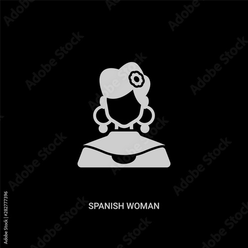 white spanish woman vector icon on black background. modern flat spanish woman from people concept vector sign symbol can be use for web, mobile and logo. photo