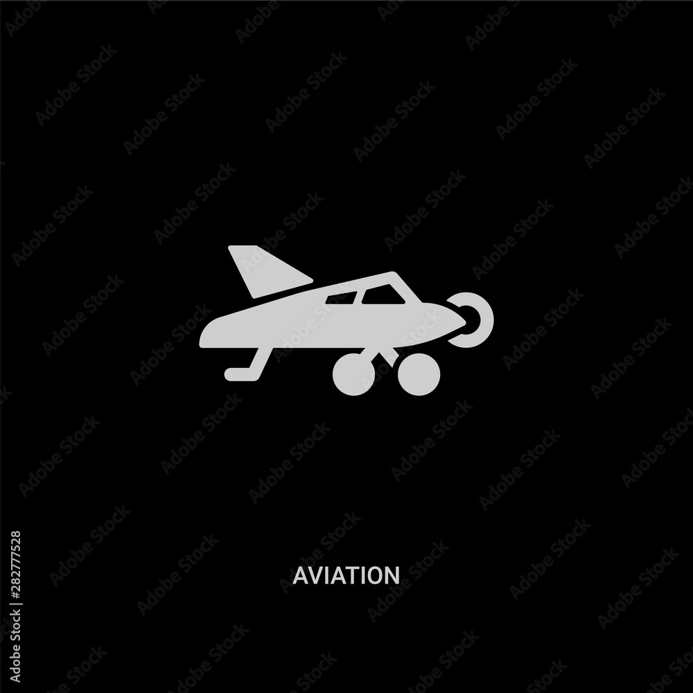 white aviation vector icon on black background. modern flat aviation from people concept vector sign symbol can be use for web, mobile and logo.