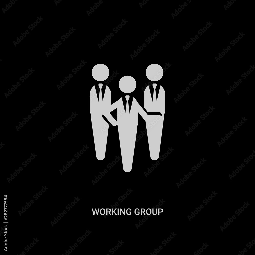 white working group vector icon on black background. modern flat working group from people concept vector sign symbol can be use for web, mobile and logo. white working group vector icon on black background. modern flat working group from people concept vector sign symbol can be use for web, mobile and logo.