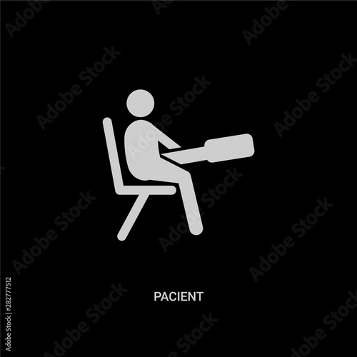 white pacient vector icon on black background. modern flat pacient from people concept vector sign symbol can be use for web, mobile and logo.
