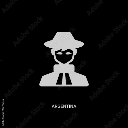 white argentina vector icon on black background. modern flat argentina from people concept vector sign symbol can be use for web, mobile and logo.