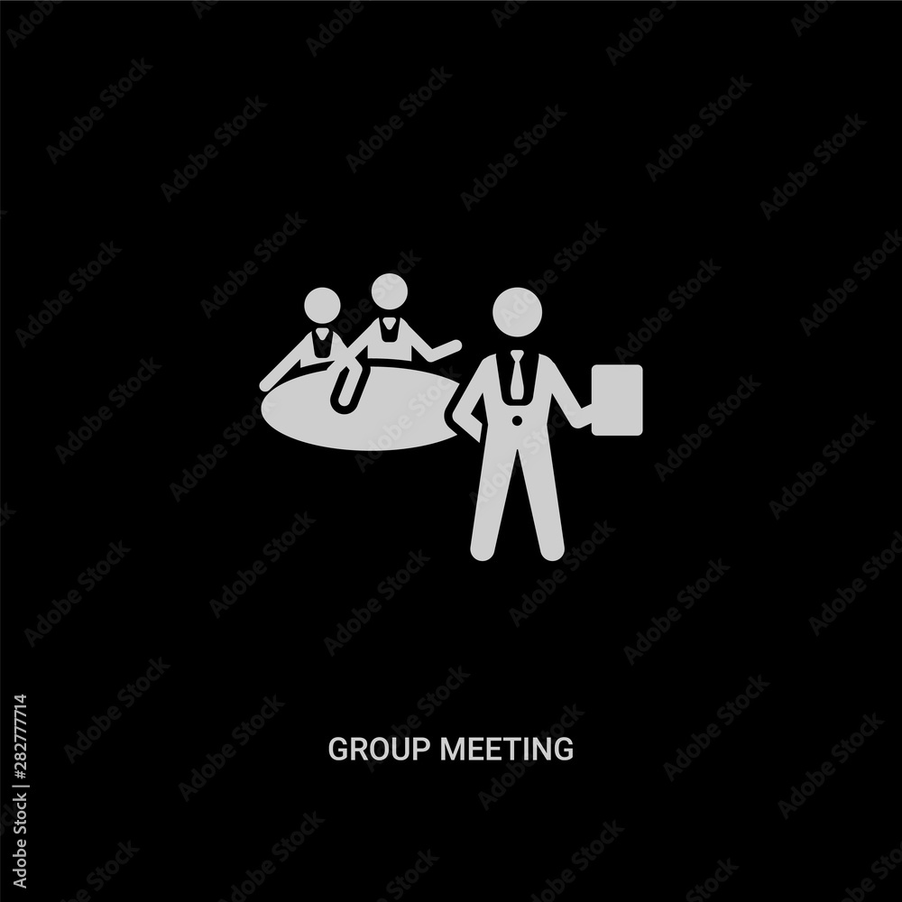 Fotografie white group meeting vector icon on black background