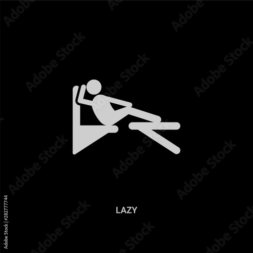 white lazy vector icon on black background. modern flat lazy from people concept vector sign symbol can be use for web, mobile and logo.