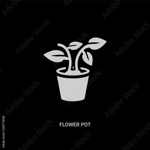 white flower pot vector icon on black background. modern flat flower pot from nature concept vector sign symbol can be use for web, mobile and logo.