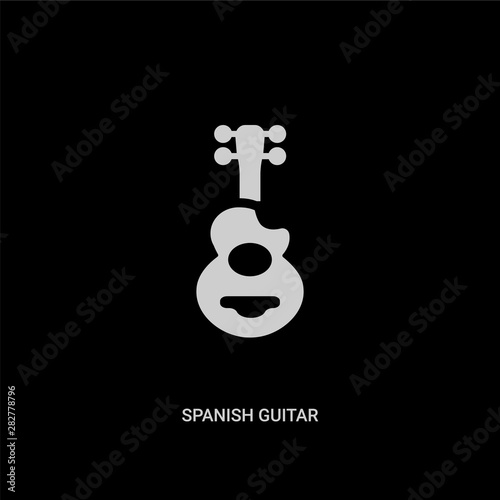 white spanish guitar vector icon on black background. modern flat spanish guitar from music concept vector sign symbol can be use for web, mobile and logo. photo