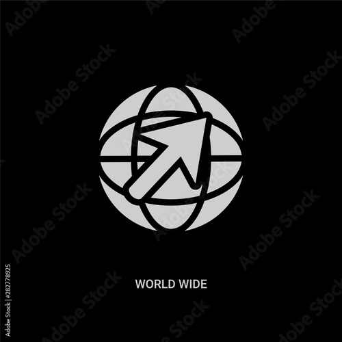 white world wide vector icon on black background. modern flat world wide from multimedia concept vector sign symbol can be use for web, mobile and logo.