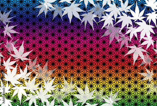 Background Wallpaper Vector Illustration Design Free Free Size Charge Free Colorful Color Rainbow Show Business Entertainment Party Image べクターイラスト和風背景壁紙 麻葉模様 椛の葉 紅葉 秋のイメージ 落ち葉 もみじ 無料素材 フリー Stock Vector