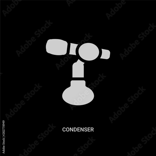 white condenser vector icon on black background. modern flat condenser from multimedia concept vector sign symbol can be use for web, mobile and logo.