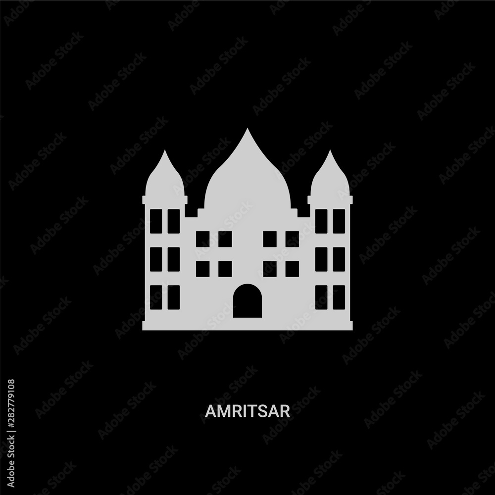 white amritsar vector icon on black background. modern flat amritsar from monuments concept vector sign symbol can be use for web, mobile and logo. white amritsar vector icon on black background. modern flat amritsar from monuments concept vector sign symbol can be use for web, mobile and logo.