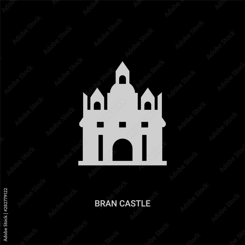 white bran castle vector icon on black background. modern flat bran castle from monuments concept vector sign symbol can be use for web, mobile and logo.