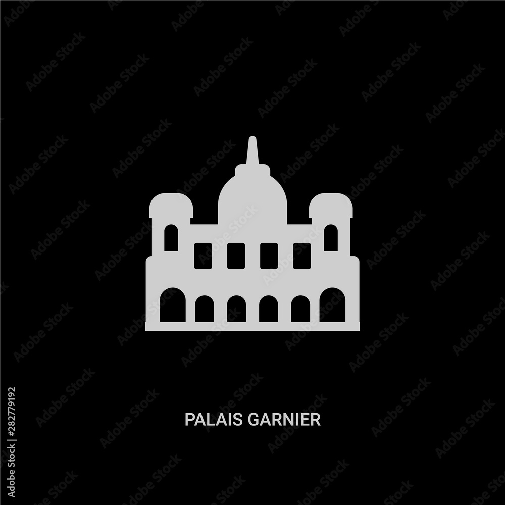 white palais garnier vector icon on black background. modern flat palais garnier from monuments concept vector sign symbol can be use for web, mobile and logo.